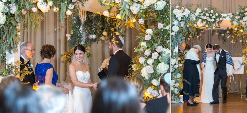 Bride and Groom at Chuppah at Biltmore Ballrooms Atlanta Wedding