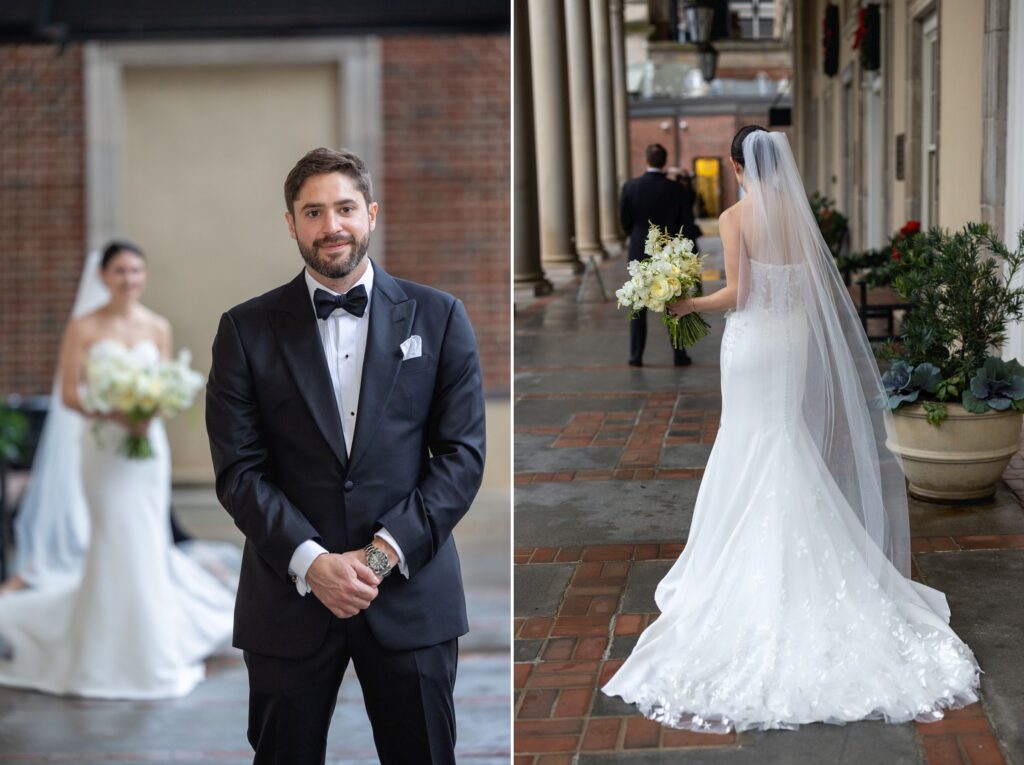 First Look with Bride and Groom at Biltmore Ballrooms Atlanta