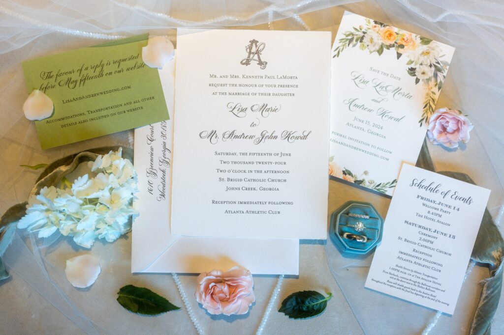 Invitations for Atlanta Athletic Club Wedding