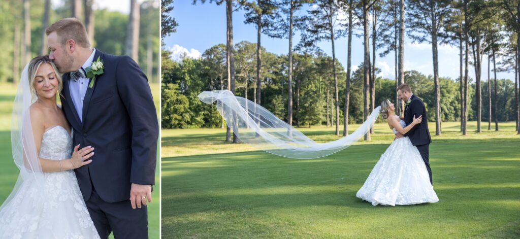 Bride's Veil Blowing at Atlanta Athletic Club Wedding